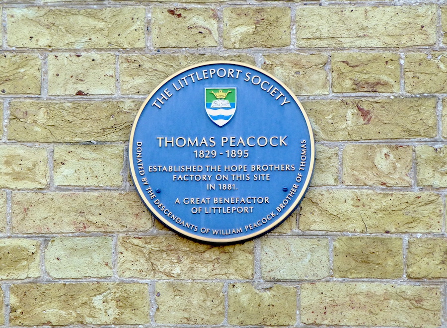 The Thomas Peacock blue plaque on White Hart Lane, Littleport.