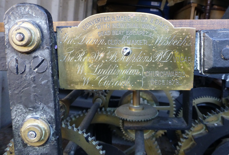 The Littleport church clock plaque from 1878.
