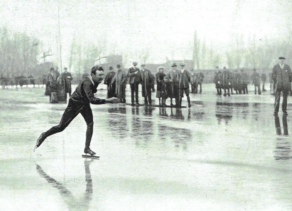 Fen skater George Strickson skating on The Moors, Littleport
