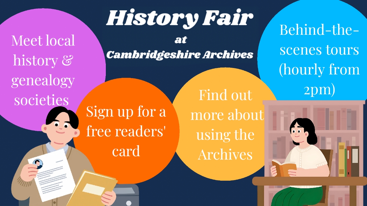 Banner for a History Fair at Cambridgeshire Archives.